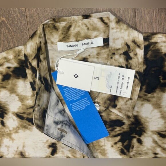 SAMSOE Women's Oversized Camo Clay Sleeveless Button Down Shirt , Size Small - Picture 4 of 7